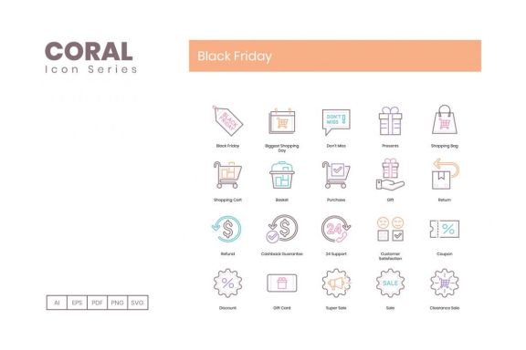 70 Black Friday Icons | Coral