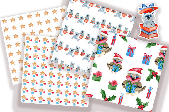 Christmas digital papers, Christmas seamless patterns
