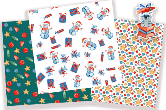 Christmas digital papers, Christmas seamless patterns