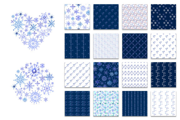 Snowflakes Watercolor Cliparts Set