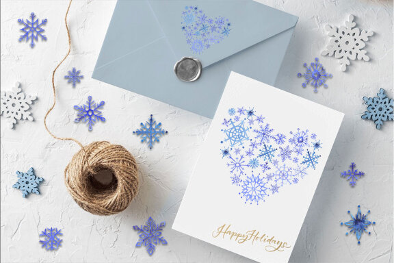 Snowflakes Watercolor Cliparts Set