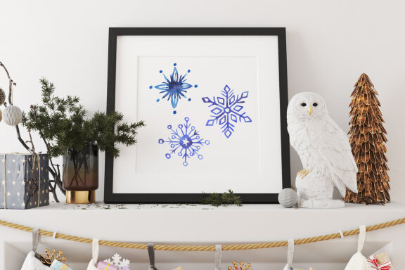 Snowflakes Watercolor Cliparts Set