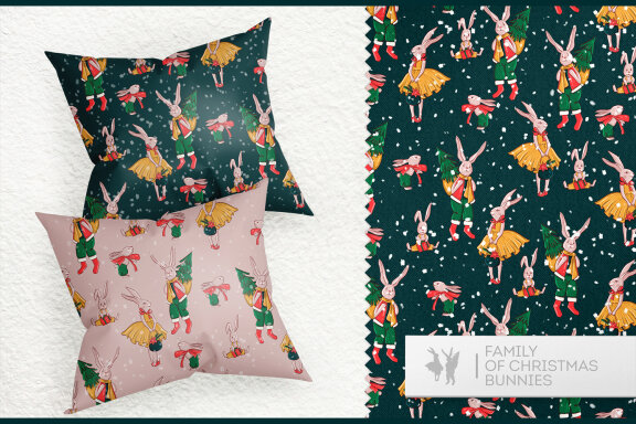 Christmas clipart, Christmas rabbit seamless pattern
