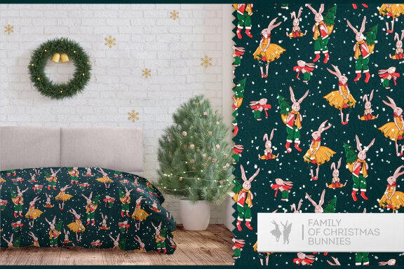 Christmas clipart, Christmas rabbit seamless pattern