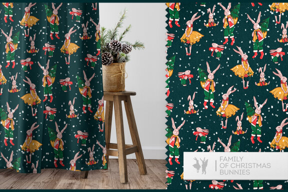 Christmas clipart, Christmas rabbit seamless pattern