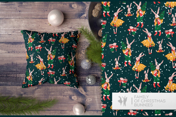 Christmas clipart, Christmas rabbit seamless pattern