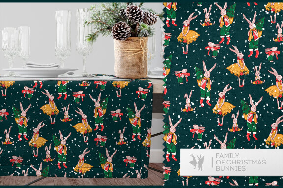 Christmas clipart, Christmas rabbit seamless pattern