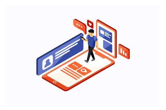 Isometric Social Media Vector Illustration