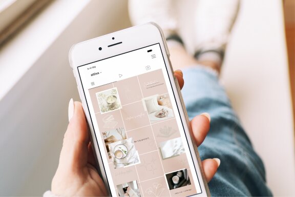 Lilac and Sage Instagram Puzzle Feed Template - Hygge Theme