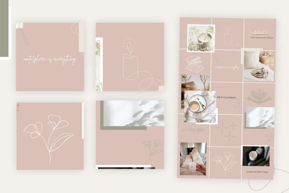 Lilac and Sage Instagram Puzzle Feed Template - Hygge Theme