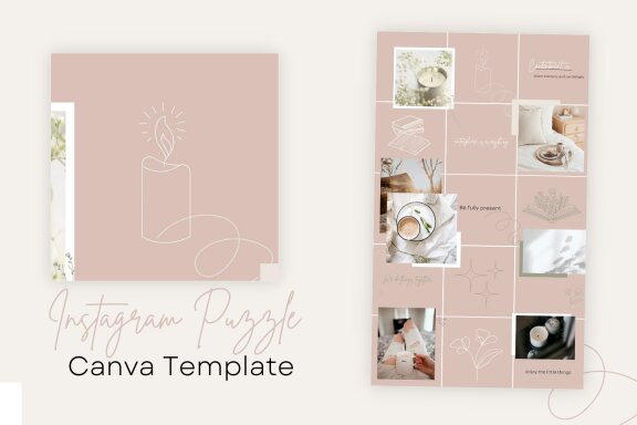Lilac and Sage Instagram Puzzle Feed Template - Hygge Theme