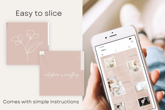 Lilac and Sage Instagram Puzzle Feed Template - Hygge Theme