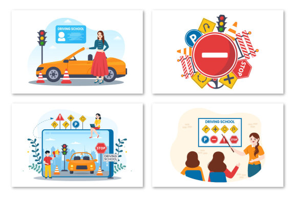 12 Driving School Illustration