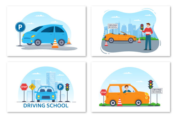 12 Driving School Illustration