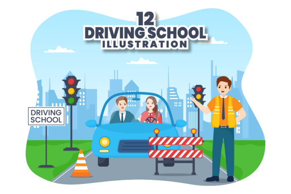 12 Driving School Illustration