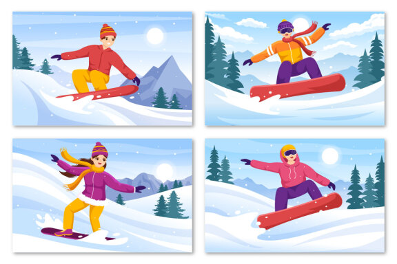 14 Snowboarding Illustration