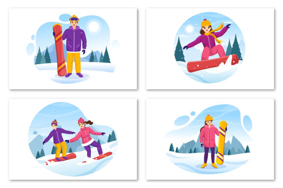 14 Snowboarding Illustration