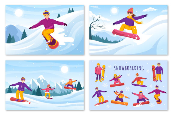 14 Snowboarding Illustration