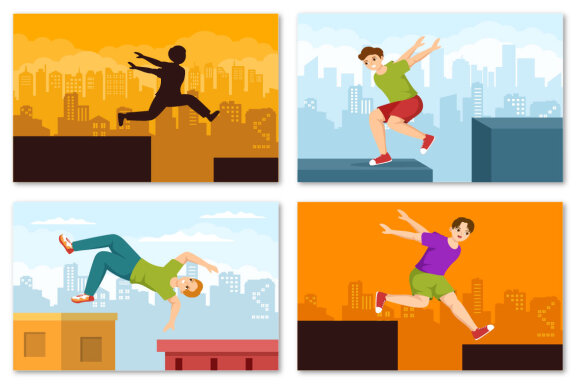 13 Parkour Sports Illustration