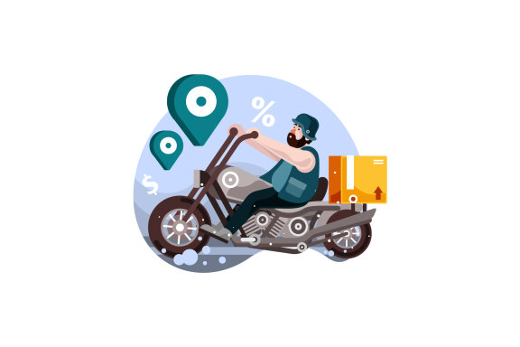 Motorcycle Delivery Service Vector Illustration