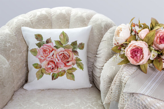 Watercolor pink roses clipart