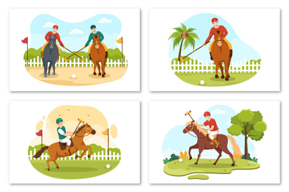 13 Polo Horse Sports Player Illustration
