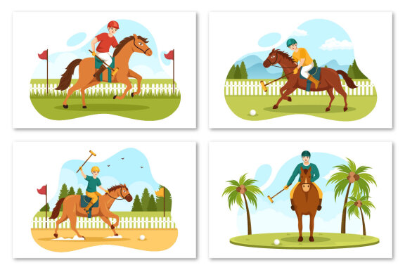 13 Polo Horse Sports Player Illustration