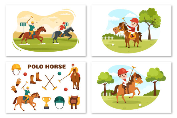 13 Polo Horse Sports Player Illustration
