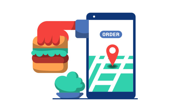 order online advertising flat illustration
