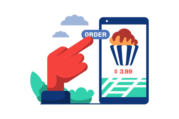 order online advertising flat illustration