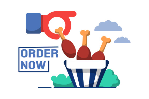 order online advertising flat illustration