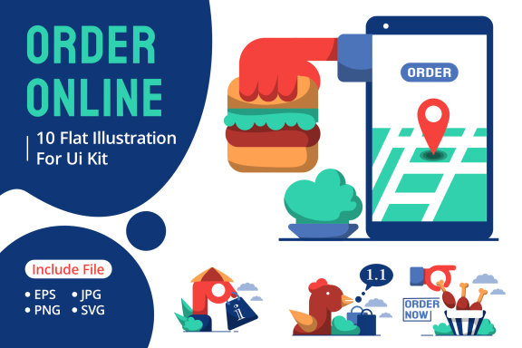 order online advertising flat illustration