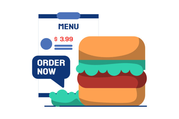 order online advertising flat illustration