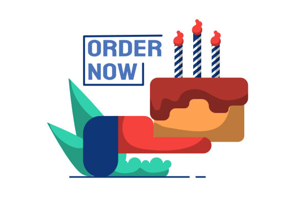order online advertising flat illustration