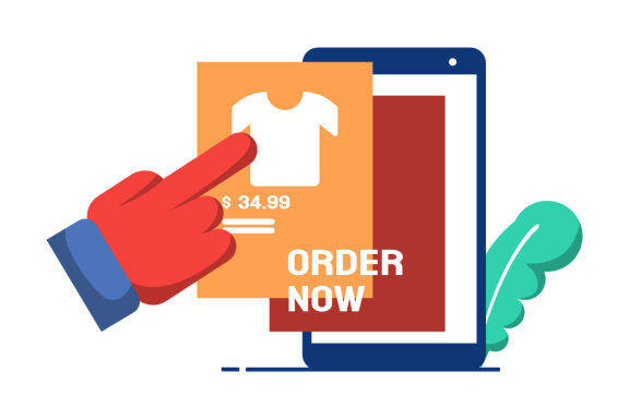 order online advertising flat illustration