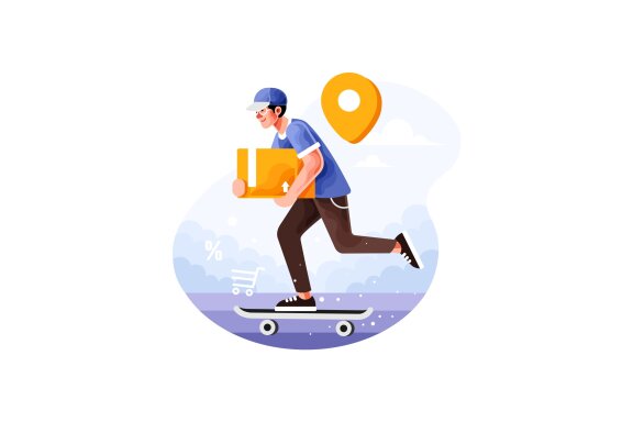 Delivery Service Order with Skateboard