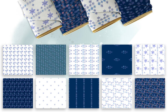 Set of snowflakes patterns