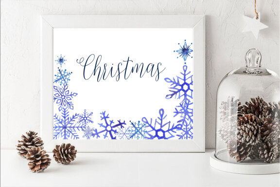 Watercolor Snowflakes Frames