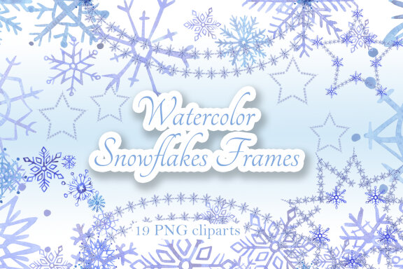 Watercolor Snowflakes Frames