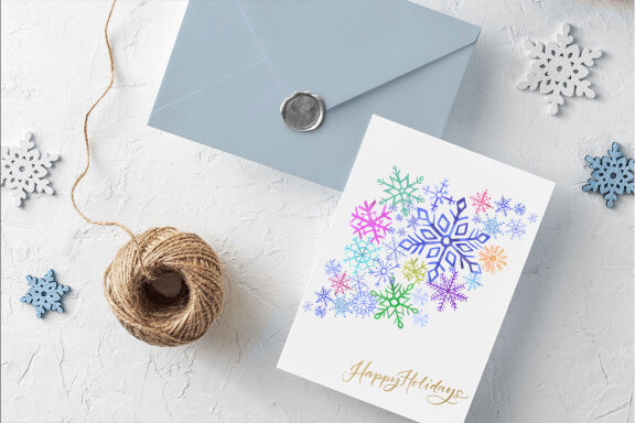 Watercolor Snowflake Frames&Compositions