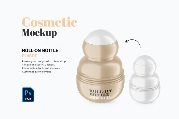 Plastic Roll-On Bottle - PSD Mockup