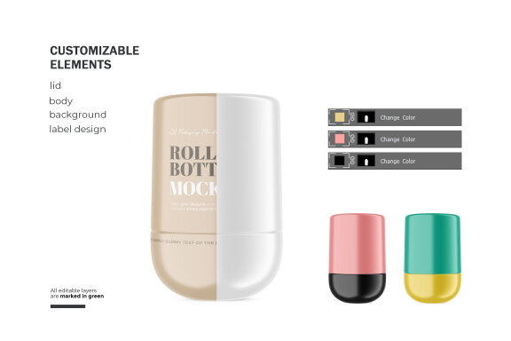 Plastic Roll-On Bottle - PSD Mockup