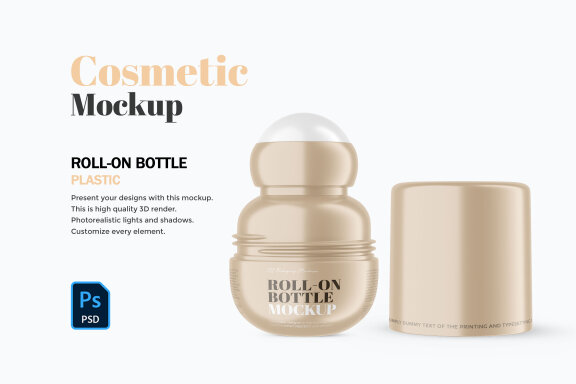 Plastic Roll-On Bottle - PSD Mockup