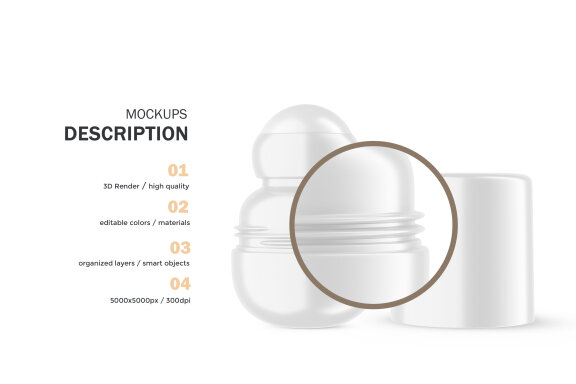 Plastic Roll-On Bottle - PSD Mockup
