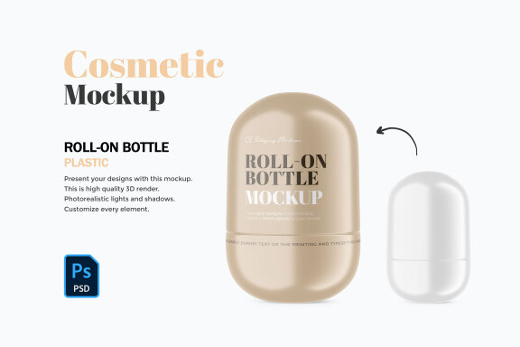 Plastic Roll-On Bottle - PSD Mockup