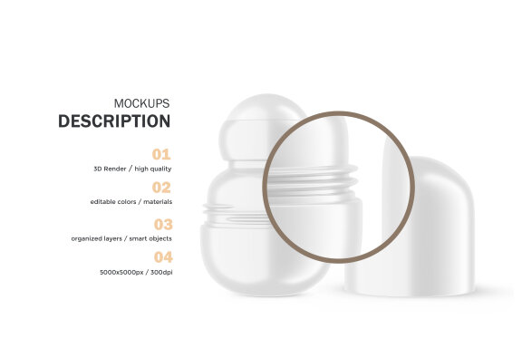 Plastic Roll-On Bottle - PSD Mockup