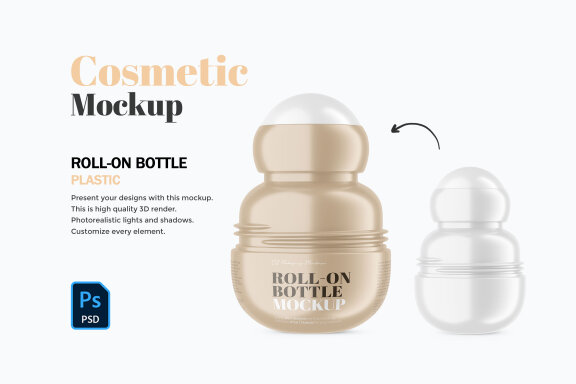 Plastic Roll-On Bottle - PSD Mockup