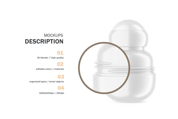 Plastic Roll-On Bottle - PSD Mockup