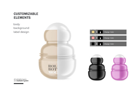 Plastic Roll-On Bottle - PSD Mockup