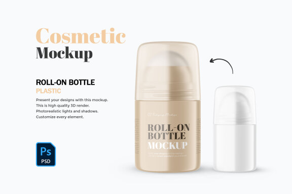 Plastic Roll-On Bottle - PSD Mockup